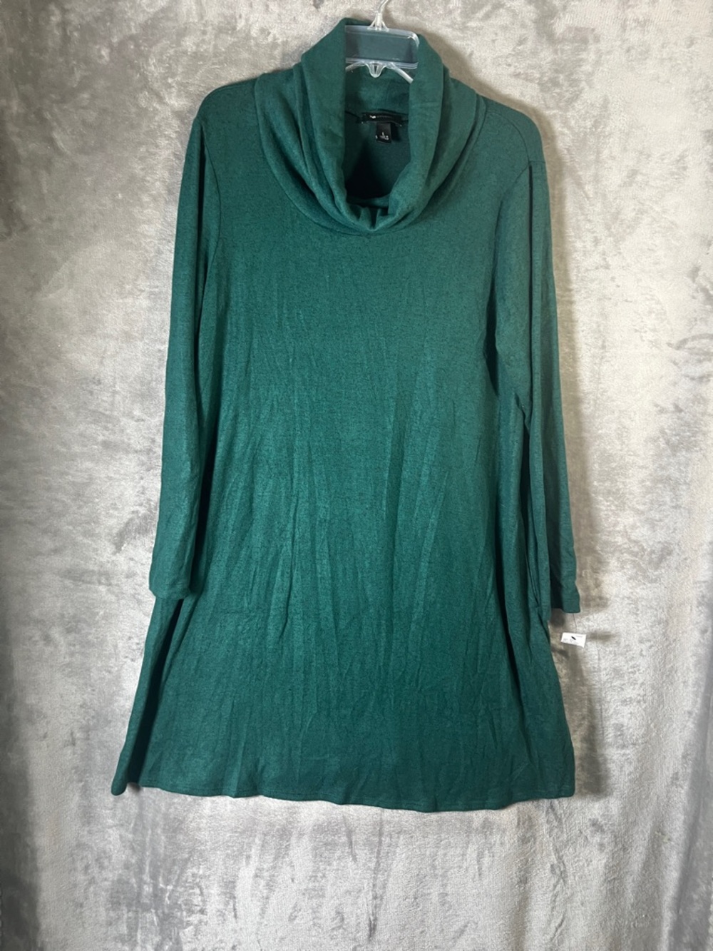 AB Studio Emerald Green Asymmetrical Cowl Neck Dress